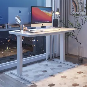 Soluzione per ufficio scrivania elettrica Workstation scrivanie per ufficio ergonomiche mobili in piedi scrivania regolabile in altezza personalizzata bianca