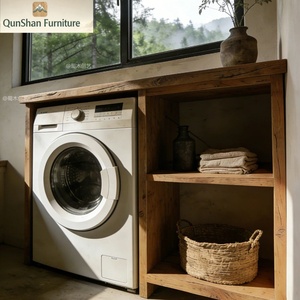 Mobiletto per Lavatrice in Legno Massello Stile Vintage Multifunzionale Integrato <span class=keywords><strong>con</strong></span> Spazio di Archiviazione per <span class=keywords><strong>Bagno</strong></span>, Imballaggio per Spedizione - Product Image 1