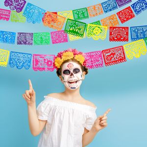 Cinco de mayo Dia de los Muertos trang trí ngày của người chết trang trí biểu ngữ bữa tiệc Mexican Fiesta nhựa papel picado Banner - Product Image 2