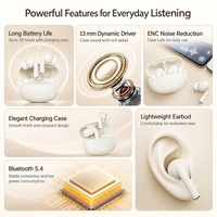 Écouteurs sans fil TWS 5.4 avec réduction de bruit ENC, haut-parleur 13 mm, faible latence, casque de jeu, vente en gros