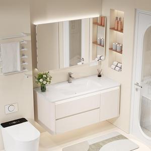 New smart bathroom light luxury bathroom cabinet combination ceramic integrated basin washbasin cabinet washstand - Product Image 4