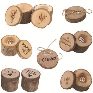 Elegante Caja de Anillos de Madera Personalizada, Estilo Rústico Vintage, para Joyas, Ideal para Ocasiones Especiales, Dropshipping - Product Image 2