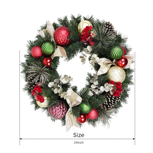 Couronnes de Noël artificielles de luxe personnalisées, écologiques, style suspendu, avec boules – Meilleures ventes - Product Image 2
