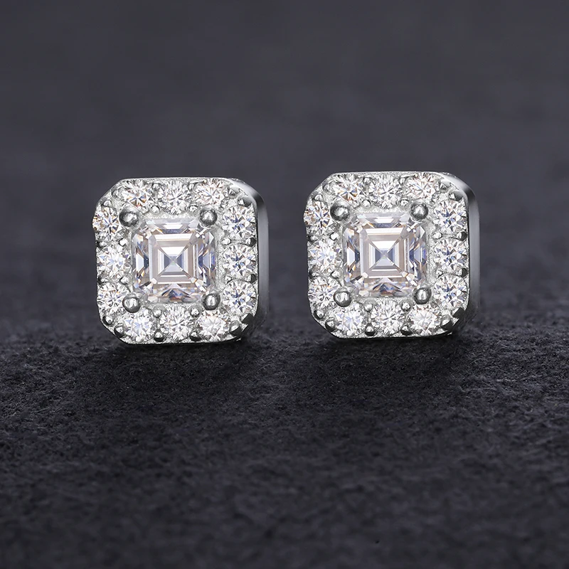 TUHE Iced Out 925 Sterling Silver Earrings with Moissanite