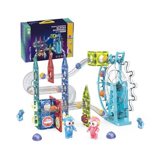 80PCS DIY 빌딩 파이프 장난감 대리석 실행 자기 빌딩 블록 전기 공 트랙 세트 조기 교육 미로 장난감 - Product Image 1