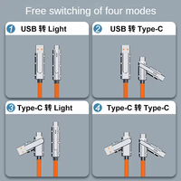 Cable USB Tipo C a Tipo C IOS 4 en 1 de 120W, Cables de Datos con Carga Rápida PD de 100W para iPhone 13 17 15 16 Pro Max Samsung S24 S25 iPad
