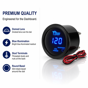 Jauge de <span class=keywords><strong>pression</strong></span> d'<span class=keywords><strong>huile</strong></span> numérique universelle de 2 pouces (52 mm) avec LED bleue pour voiture, camion, bateau, tableau de bord marin - Product Image 6
