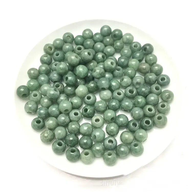 Offre Spéciale jadéite 10mm grand trou pierres précieuses perles de jade naturel VERT pour la fabrication de bijoux