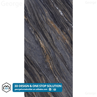 600x1200mm Noir Solide Intérieur Faux Carrelage de Marbre Porcelaine Polie Carrelage de Dalle de Céramique Émaillée pour Salle de Bains Cuisine Plancher