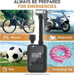 Mini Bomba de Aire Eléctrica Fácil de Usar con Manómetro Digital, Válvula <span class=keywords><strong>Presta</strong></span>/Schrader, Alta Presión (150 PSI) para Inflar Bicicletas de Montaña y Bicicletas de Carretera - Product Image 5