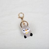 Porte-clés pingouin en fil crocheté fait main, breloque animale au crochet pour sac à dos, pendentif pour couples, vente en gros