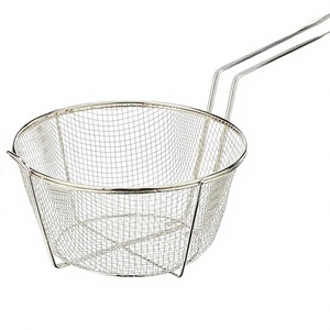 Panier à frire rond en métal à mailles fines avec longue poignée en acier inoxydable - Product Image 1