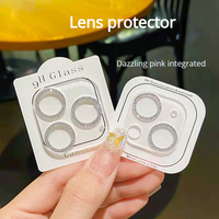 Protecteur d'objectif de téléphone paillettes une pièce paillettes Eagle Eye Bling verre de caméra Mobile pour iphone 13 14 15 16 17 air