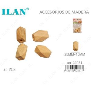 Perline in legno ILAN 25x15mm ottagonali per accessori di abbigliamento - Product Image 1