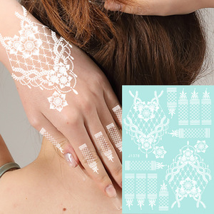Autocollants de tatouage au henné Tiebeauty J1384, imperméables, motif indien brun, pour l'art des mains et des doigts - Product Image 4