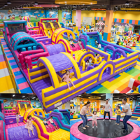 Parcours d'obstacles gonflable géant commercial, terrain de jeu gonflable interactif pour enfants, labyrinthe de défi pour parc d'attractions intérieur