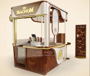 Stand de crème glacée en bois pour centre commercial, simple et nouveau design, en vente