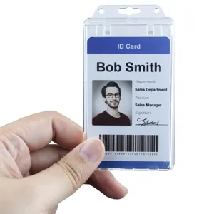 Bestom chiaro verticale titolare di carta d'identità in plastica rigida con chiusura a due carte porta Badge con nome di accessori per infermiere