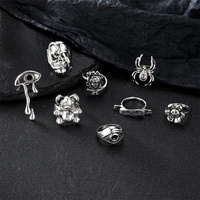 8 pièces/ensemble oeil larmes anneau Punk bijoux fleur araignée anneaux