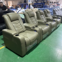 Wasabi Grüne Kinosessel-Sofas aus Echtem Leder, Kinosaal-Sofa, Kinosaal-Massagestuhl, Wohnzimmer-Sofa mit Liegefunktion