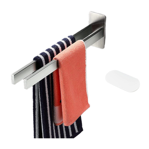 Portasciugamani Doppio Personalizzato per <span class=keywords><strong>Bagno</strong></span>, Montaggio Adesivo a Parete, Porta Asciugamani a 2 Bracci - Product Image 2