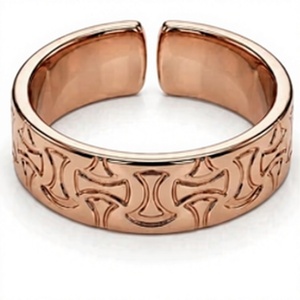 Anillo de Terapia Magnética de Cobre Puro Hecho a Mano con Motivo Geométrico de Arco Grabado en Superficie de Cobre, Anillo de Cobre Sólido de Alta Resistencia - Product Image 1