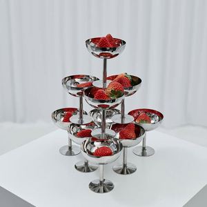 Bol à dessert/salade réutilisable en acier inoxydable, capacité 200 ml, couleur argent, luxe, fait main, logo personnalisé, pour fêtes - Product Image 4