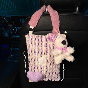 Porte-mouchoirs créatif et mignon en forme de poupée pour voiture, sac suspendu en tissu artistique avec languette de traction, accessoire d'intérieur automobile pour femmes et enfants, pour siège arrière - Product Image 2