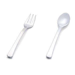 Mini couverts jetables en <span class=keywords><strong>argent</strong></span> et or rose Petite <span class=keywords><strong>fourchette</strong></span> et cuillère à dessert en <span class=keywords><strong>plastique</strong></span> - Product Image 2