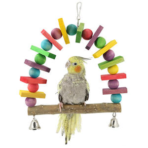 Renkli küçük kuş oyuncak seti <span class=keywords><strong>Rattan</strong></span> kuş kafesi malzemeleri ahşap merdiven kemik papağanlar için atiatiel eğitim çiğneme salıncak - Product Image 1