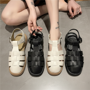 Sandales à talons de luxe décontractées pour femmes pour l'été fond épais doux Simple Style de plage romaine avec sac dos vide - Product Image 1