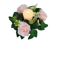 22cm Kerzenringe mit Künstlichen Rosen, Eukalyptus-Blätterkränze für Hochzeiten, Tischdekoration, Bankett-Tische und Türverzierungen