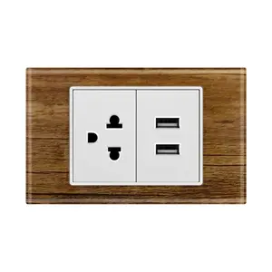 Premium 2P+E electrical socket with additional Two USB charger ports 2.1amp