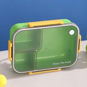 Lonchera de 1450 ml de Capacidad Perfecta, Viene con Tenedor y Cuchara. Lonchera de 3 Compartimentos Adecuada para Actividades al Aire Libre, Picnic, Oficina - Product Image 4