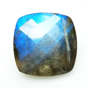 蓝色拉长石刻面切割石17x 17毫米拉长石垫刻面校准尺寸松散宝石AAA质量拉长石