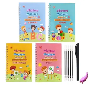 French Reusable Handwriting Workbooks for Preschools Grooves Template Design and Handwriting Aid