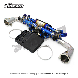 ระบบท่อไอเสียแคทแบคสำหรับรถยนต์ Porsche 911 992 Turbo/Targa 4 3.0T ปี 2020-2023 จากโรงงาน Boska Racing ท่อไอเสียไทเทเนียมแบบดาวน์ไปป์พร้อมปลายท่อ - Product Image 2