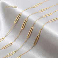 Cadena de Acero Inoxidable KAVNAR, Chapada en Oro de 18K PVD, Tipo Clip, para Fabricación de Joyería, Collares y Pulseras, Venta al Por Mayor