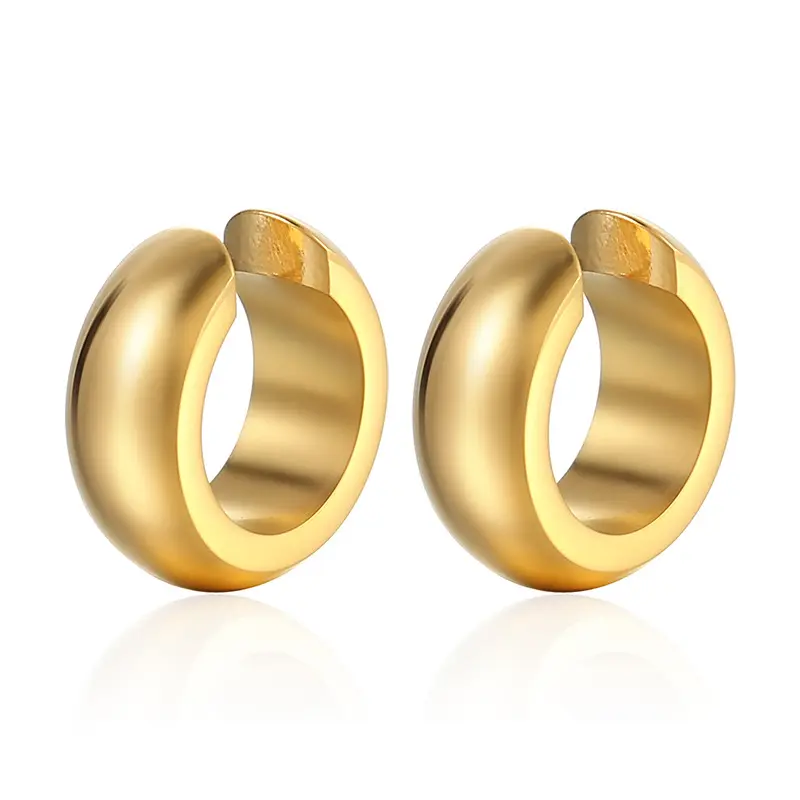 BAOSHI Non percé manchette boucle d'oreille anneau d'oreille pour les femmes en acier inoxydable bijoux 18K plaqué or pas d'oreille trou manchette Clip sur boucles d'oreilles