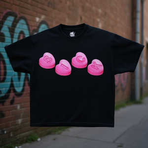 Camiseta Oversize con Estampado de Pastillas, Estilo Urbano Y2K, Diseño Meme - Product Image 3