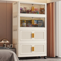 Meuble de rangement pliable 6 niveaux en plastique, design moderne et minimaliste, anti-poussière, pour salon, jouets, collations et articles divers