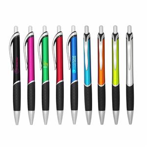 Two Tone Plastic Click Ballpoint <b>Pen</b> With Dotted Rubber Anti Slip Grip 9 Vibrant Colors <b>Retractable</b> Advertising Signature <b>Pen</b> - Product Image 1