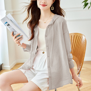 <span class=keywords><strong>Haut</strong></span> ample à capuche et manches longues style décontracté, anti-UV, pour femme, nouvelle collection printemps 2026 - Product Image 2
