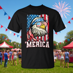 Camiseta Patriótica del 4 de Julio con Águila Calva y Bandera de EE. UU., Camiseta Merica para Uso Promocional - Product Image 3