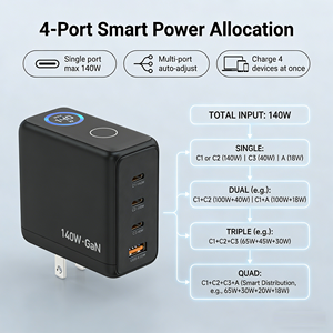 140W GaN Ultra Snelle Oplader met Smart Display, PD3.1 compatibel, ondersteuning voor meerdere apparaten - Product Image 4