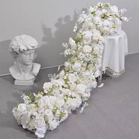 Roses artificielles en soie pour mariage, rangée de fleurs de 2 m, arrangement pour chemin de table, décoration pour mariage, fête des mères et nouvel an, toucher naturel
