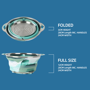 Cestas de Almacenamiento de Cocina con Doble Filtro de Color Camuflaje, Coladores Plegables de Silicona para Alimentos - Product Image 4