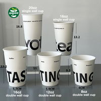 Papier à café classique imprimé 8oz 12oz 16oz, tasse à double paroi avec couvercle, exigences des clients, tasse à café en papier Kraft jetable Pac
