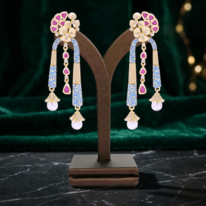 Pendientes de moda AD chapados en oro de lujo, joyería India colgante elegante para fiestas, joyería de moda personalizable, Exportación - Product Image 3