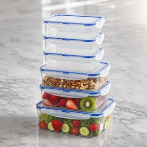 密封食品级塑料储物容器 多种尺寸 透明冰箱收纳盒 微波炉冰柜安全使用 餐食准备盒 批发 - Product Image 1